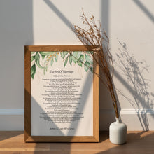 Load image into Gallery viewer, The Art Of Marriage Personalized Wedding Poem Wedding Poetry wall art

