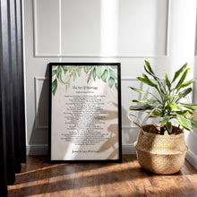 Load image into Gallery viewer, The Art Of Marriage Personalized Wedding Poem Wedding Poetry wall art
