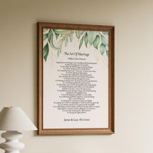 Load image into Gallery viewer, The Art Of Marriage Personalized Wedding Poem Wedding Poetry wall art
