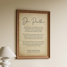 Load image into Gallery viewer, Der Panther Gedicht Rainer Maria Rilke German Poem Art Print - UNFRAMED - Rilke Gedicht Deutsch
