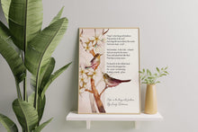 Load image into Gallery viewer, Hope is the Thing with Feathers Print – Emily Dickinson Poem – Watercolor Bird &amp; Blossom Art – Inspirational Literary Decor
