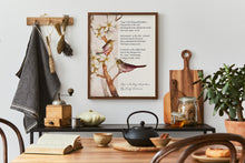 Load image into Gallery viewer, Hope is the Thing with Feathers Print – Emily Dickinson Poem – Watercolor Bird &amp; Blossom Art – Inspirational Literary Decor
