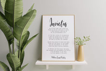 Load image into Gallery viewer, William Ernest Henley Poem invictus poem Art Print Home office Decor poetry wall art Framed &amp; Unframed Options
