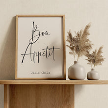 Load image into Gallery viewer, Bon Appétit Print Julia Child Quote French Kitchen Wall Art
