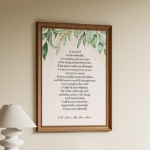 Load image into Gallery viewer, To Love at All Is to Be Vulnerable - C.S. Lewis Quote from The Four Loves - Book Art Print - Literary Wall Décor Framed &amp; Unframed Options

