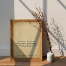Load image into Gallery viewer, I was within and without Great Gatsby Print F Scott Fitzgerald Quote for Home Library Sign Framed &amp; Unframed Options
