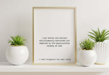 Load image into Gallery viewer, I was within and without Great Gatsby Print F Scott Fitzgerald Quote for Home Library Sign Framed &amp; Unframed Options
