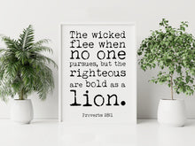 Load image into Gallery viewer, Bible verse wall art Proverbs 28 :1 Scripture wall art
