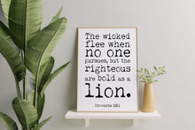 Load image into Gallery viewer, Bible verse wall art Proverbs 28 :1 Scripture wall art
