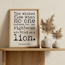 Load image into Gallery viewer, Bible verse wall art Proverbs 28 :1 Scripture wall art
