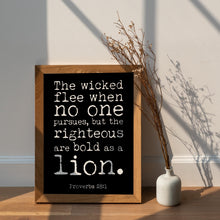 Load image into Gallery viewer, Bible verse wall art Proverbs 28 :1 Scripture wall art
