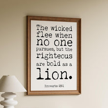 Load image into Gallery viewer, Bible verse wall art Proverbs 28 :1 Scripture wall art
