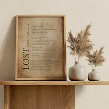 Load image into Gallery viewer, Charles Bukowski Poem Print “Lost” or "To Hell and Back" – Black and White Minimalist Literary Art
