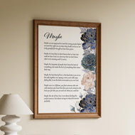 Maybe Poem Print 1st Anniversary Gift or Wedding Memento – Love Poem Wall Art with Elegant Blue Floral Design