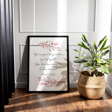 Load image into Gallery viewer, Charles Dickens Book Quote Print Great Expectations Love Quote You Are Part Of My Existence Literary Wall Art Framed &amp; Unframed Options

