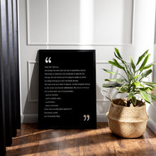 Load image into Gallery viewer, The Breakfast Club Movie Quote Closing Lines Letter to Mr. Vernon, Black and White, Movie Lover Gift
