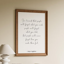 Load image into Gallery viewer, Maya Angelou Print - I've learned that people will never forget how you made them feel - Unframed inspirational print

