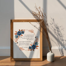 Load image into Gallery viewer, E.E. Cummings Quote Print - Inspirational Wall Art - Be Yourself Poster - Literary Decor - Watercolor Wreath Poetry Print Framed Or Unframed
