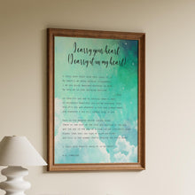 Load image into Gallery viewer, E.E. Cummings Poem I carry your heart (I carry it in my heart) Art Print Home Decor poetry wall art Framed &amp; Unframed Options
