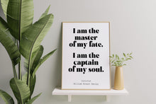 Load image into Gallery viewer, Invictus poem William Ernest Henley I am the master of my fate... captain of my soul - Unframed print
