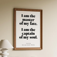 Load image into Gallery viewer, Invictus poem William Ernest Henley I am the master of my fate... captain of my soul - Unframed print
