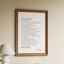 Load image into Gallery viewer, He’s Not Perfect Bob Marley Poster Poem Print – Minimalist Love Quote Wall Art – Romantic Paper Anniversary or Boyfriend Gift
