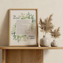 Load image into Gallery viewer, Wendell Berry Poem Print – The Sycamore | Nature Poetry Wall Art
