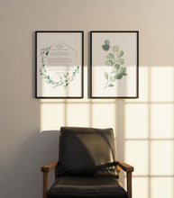 Load image into Gallery viewer, Set of 2 prints E.E. Cummings Poem I carry your heart (I carry it in my heart) Art Print Home Decor poetry wall art - Watercolor Eucalyptus
