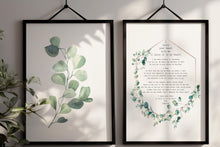 Load image into Gallery viewer, Set of 2 prints E.E. Cummings Poem I carry your heart (I carry it in my heart) Art Print Home Decor poetry wall art - Watercolor Eucalyptus
