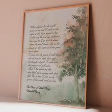 Load and play video in Gallery viewer, Wendell Berry Poem Print: Watercolor Forest Art, "Peace of Wild Things"
