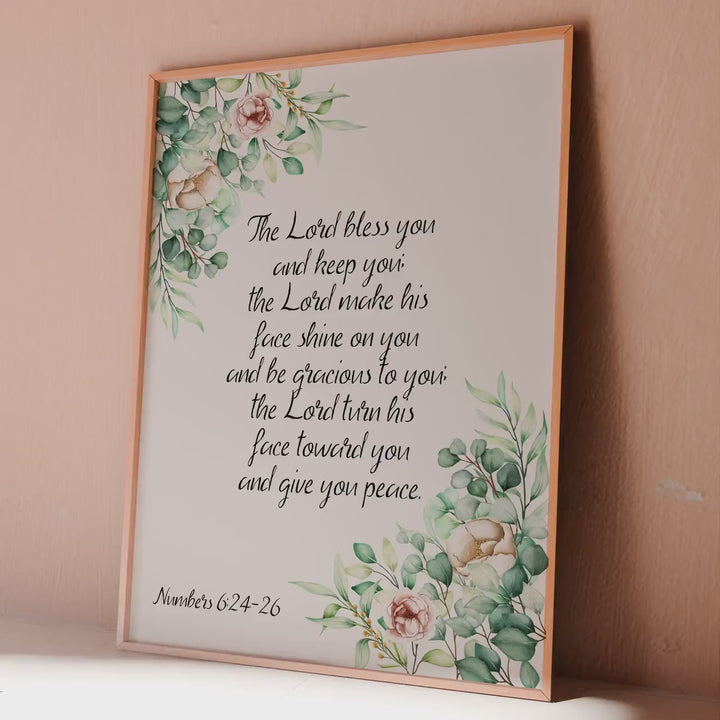 Numbers 6:24-26 “The Lord bless you and keep you…” Prayer Print Scripture Wall Decor