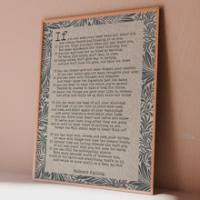 Load and play video in Gallery viewer, If Poem by Rudyard Kipling Print Vintage William Morris Style Wall Art

