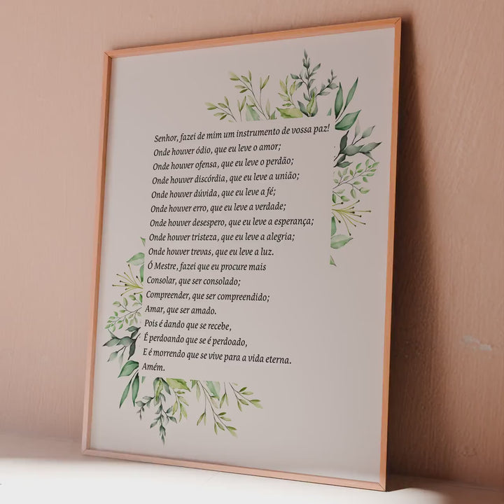 Saint Francis Prayer Art Print: Portuguese Oração de São Francisco