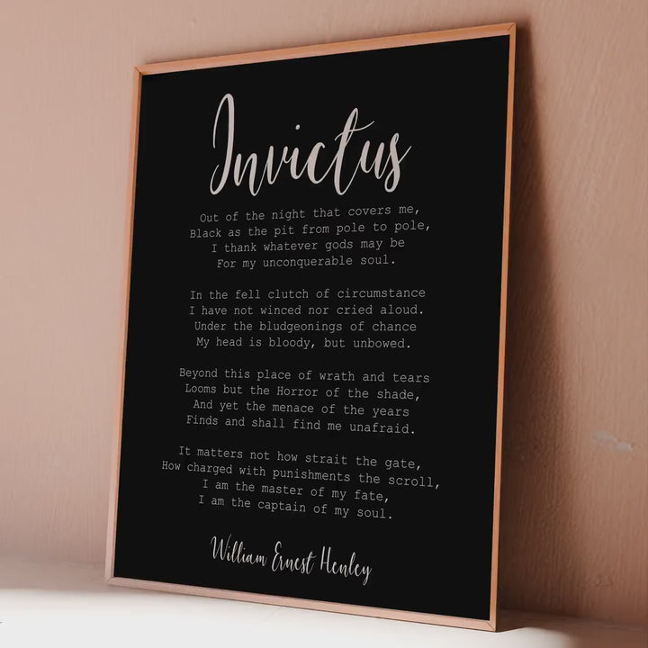 Invictus Poem Print by William Ernest Henley