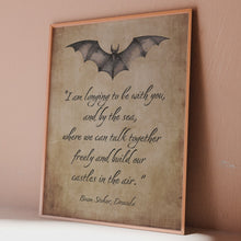 Load and play video in Gallery viewer, Dracula Book Quote Print Bram Stoker I am longing to be with you... Build our castles in the air Literary Wall Art Framed &amp; Unframed Options
