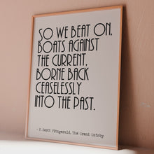 Load and play video in Gallery viewer, The Great Gatsby Quote Print F. Scott Fitzgerald Wall Art Literary Poster
