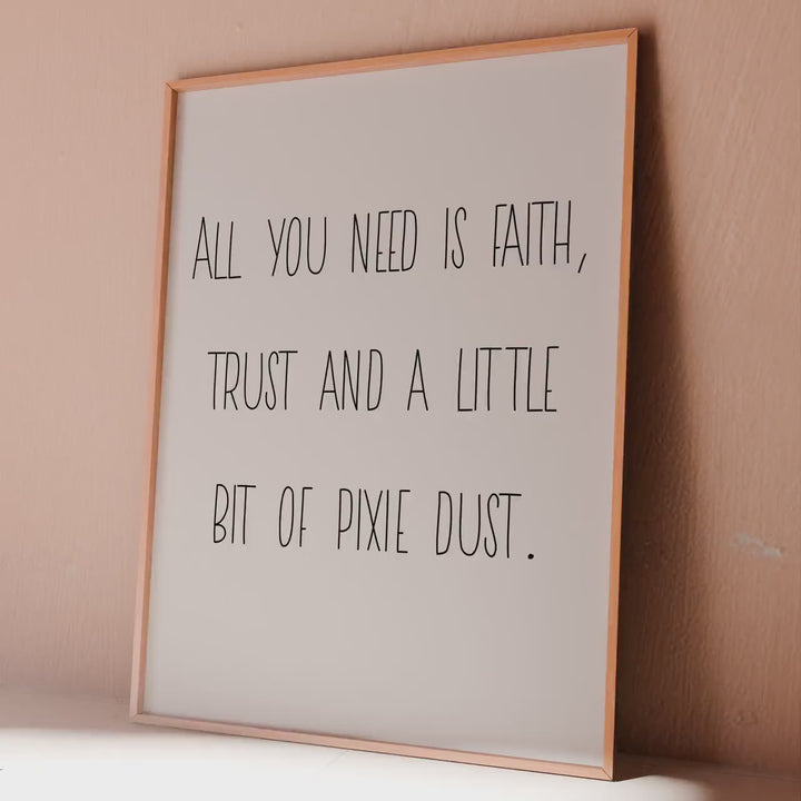 Peter Pan Quote Print – Faith, Trust and Pixie Dust Nursery Art