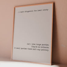 Load and play video in Gallery viewer, Great Gatsby Quote Print, F. Scott Fitzgerald Art, Home Library Decor

