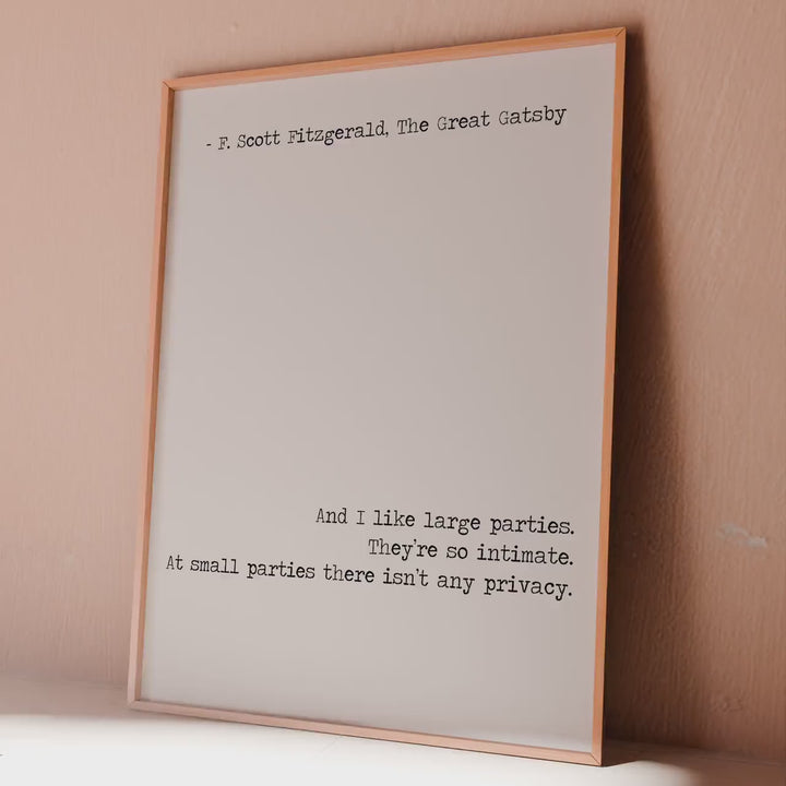 Great Gatsby Quote Print, F. Scott Fitzgerald Art, Home Library Decor