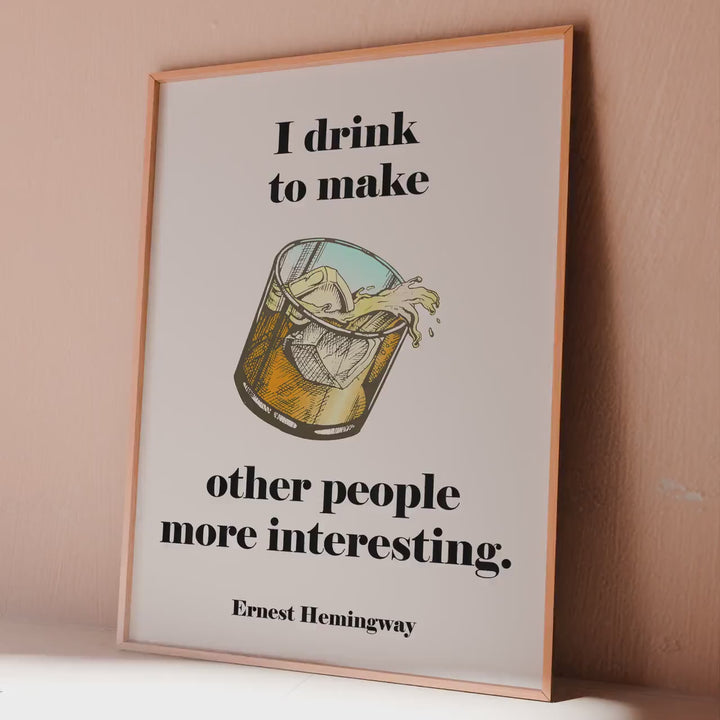 Hemingway Quote Print: Whiskey Bar Sign