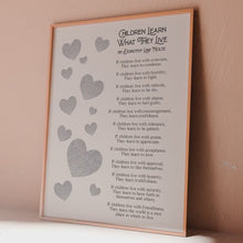 Load and play video in Gallery viewer, Children Learn What They Live Poem Print - New Parent Gift
