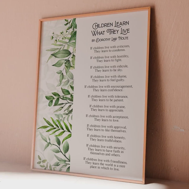 Children Learn What They Live Poem Print