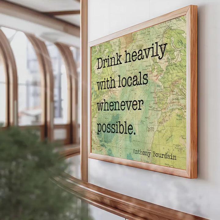 Anthony Bourdain Quote Print: Travel-Inspired Vintage Map Wall Art
