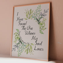 Load and play video in Gallery viewer, Song of Solomon 3:4 “I Have Found the One Whom My Soul Loves” Print Bible Verse Wall Art
