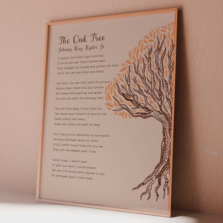 The Oak Tree Poem Print – Inspirational Wall Art on Strength & Resilience by Johnny Ray Ryder Jr.