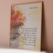 Load and play video in Gallery viewer, Robert Frost Poem Print - Nothing Gold Can Stay Wall Art - Autumn Poetry Poster - Fall Decor - Literary Gift for Book Lovers
