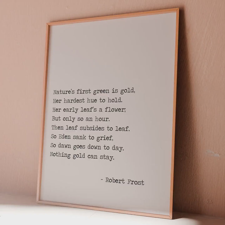 Robert Frost Poem Print: "Nothing Gold Can Stay" - Bedroom Decor