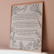 Load and play video in Gallery viewer, e.e cummings Poem &#39;i thank You God for most this amazing&#39; with flower line drawings - Framed &amp; Unframed Options
