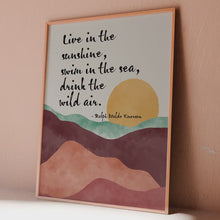 Load and play video in Gallery viewer, Ralph Waldo Emerson Quote Art Print: Sunshine, Sea, Wild Air
