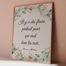 Load and play video in Gallery viewer, Henri Matisse Quote Print – French Inspirational Wall Art – Floral Typography Poster – Elegant Home Decor – Positive Mindset Gift
